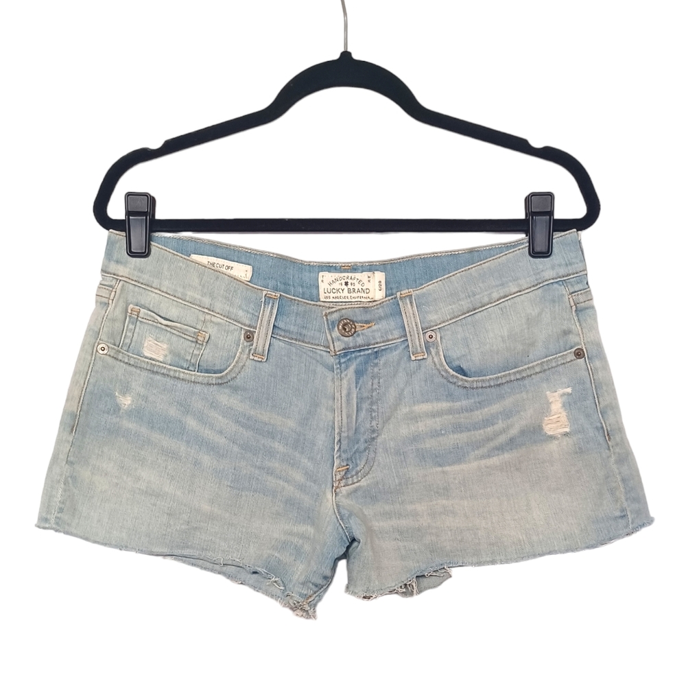 LUCKY BRAND The Cut Off Light Wash Raw Hem Distressed Denim Jean Shorts 6/28